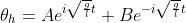 \theta_h = Ae^{i\sqrt{\frac{g}{l}}t} + Be^{-i\sqrt{\frac{g}{l}}t}